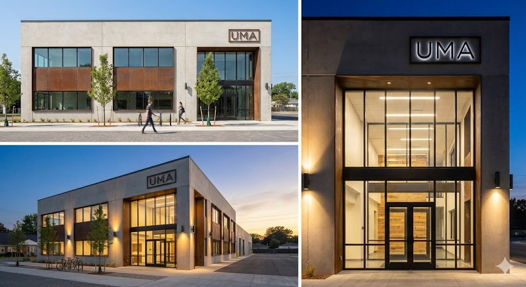 UMA Centre conceptual rendering — multiple views